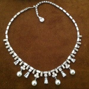 Vintage rhinestone and faux pearl necklace